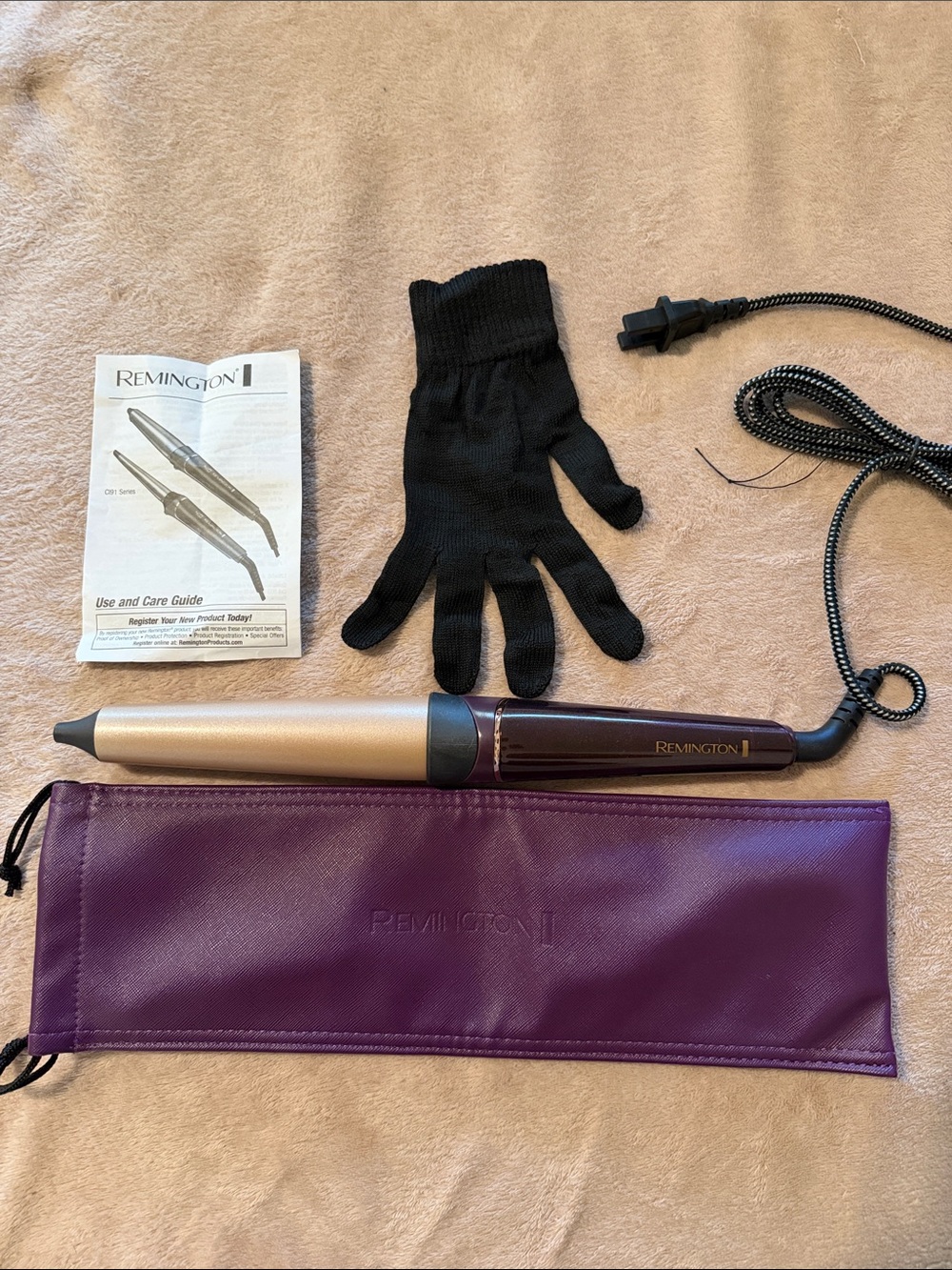 Remington Purple and Gold Conical Curling Wand with Glove